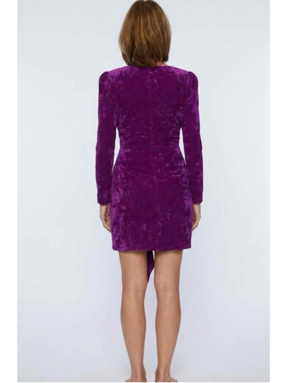 Shoshanna Fontanne Crushed Velvet Long Sleeve Dress Plum Size 4 - Picture 2 of 7